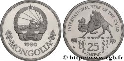 MONGOLIE Piefort 25 Tugrik Proof Année Internationale de l’enfance 1980