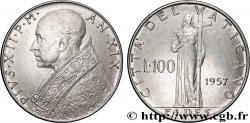 VATICAN AND PAPAL STATES 100 Lire Pie XII an XIX / Fides tenant la croix 1957 Rome
