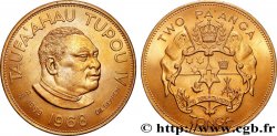 TONGA 2 Pa’anga Taufa ahau Toupou IV, avec contremarque 1968  SUP