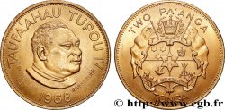 TONGA 2 Pa’anga Taufa ahau Toupou IV, avec contremarque 1968  SUP