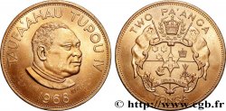 TONGA 2 Pa’anga Taufa ahau Toupou IV, avec contremarque 1968  SUP
