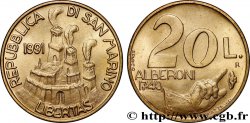 SAN MARINO 20 Lire vue des 3 chateaux / occupation par le Cardinal Alberoni 1991 Rome