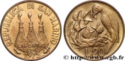 SAN MARINO 20 Lire tours / oiseau nourrissant des oisillons 1975 Rome