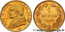 ITALY - PAPAL STATES - PIUS IX (Giovanni Maria Mastai Ferretti) 1 Scudo or an XII 1858 Rome