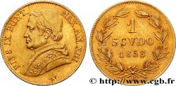 ITALY - PAPAL STATES - PIUS IX (Giovanni Maria Mastai Ferretti) 1 Scudo or an XIII 1858 Rome