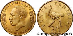 TANZANIA 20 Senti Julius Nyerere / autruche 1977 Llantrisant