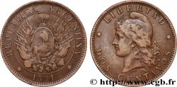 ARGENTINA 2 Centavos emblème / “Liberté” 1891
