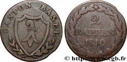 SUISSE - CANTON DE BÂLE 2 Rappen 1810