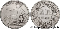 SUISSE 2 Francs Helvetia 1862 Berne