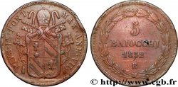 ITALIE - ÉTATS DU PAPE - PIE IX (Jean-Marie Mastai Ferretti) 5 Baiocchi an VII 1852 Rome