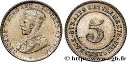MALAISIE - ÉTABLISSEMENTS DES DÉTROITS 5 Cents Georges V 1918 Londres