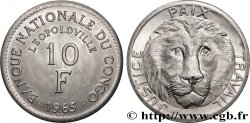 RÉPUBLIQUE DÉMOCRATIQUE DU CONGO 10 Francs Banque Nationale du Congo / lion 1965 Bruxelles