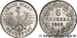 ALLEMAGNE - VILLE LIBRE DE FRANCFORT 6 Kreuzer 1843 Francfort