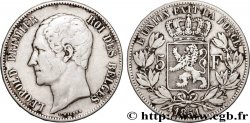 BELGIQUE 5 Francs Léopold Ier tête nue 1851