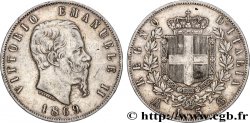 ITALIE 5 Lire Victor Emmanuel II 1869 Milan