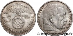ALLEMAGNE 5 Reichsmark Aigle / Maréchal Paul von Hindenburg 1938 Hambourg