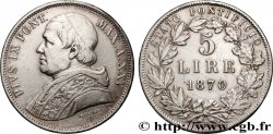 VATICAN AND PAPAL STATES 5 Lire Pie IX an XXIV 1870 Rome