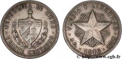 KUBA 20 Centavos emblème / étoile 1916