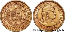 PERU 1/2 Libra or emblème / indien 1907 Lima