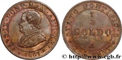 VATICAN ET ÉTATS PONTIFICAUX 1/2 Soldo (2 1/2 centesimi) Pie IX an XXI 1867 Rome