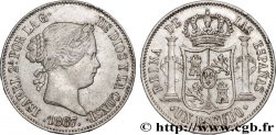 SPAIN 1 Escudo Isabelle II / écu couronné 1867 Madrid