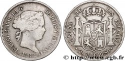 ESPAGNE 1 Escudo Isabelle II / écu couronné 1868 Madrid