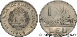 ROMANIA 1 Leu emblème / tracteur 1966 Bucarest