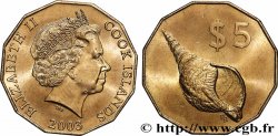 ÎLES COOK 5 Dollars Elisabeth II / Coquillage 2003 Canberra