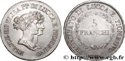 ITALIE - PRINCIPAUTÉ DE LUCQUES ET PIOMBINO - FÉLIX BACCIOCHI et ÉLISA BONAPARTE 5 Franchi 1808 Florence