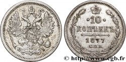 RUSSIE 10 Kopecks aigle bicéphale 1877 Saint-Petersbourg
