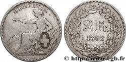 SUISSE 2 Francs Helvetia 1862 Berne