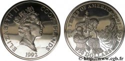 COOK ISLANDS 50 Dollars Elisabeth II / 500e anniversaire découverte de l’Amérique, Francisco de Coronado 1992