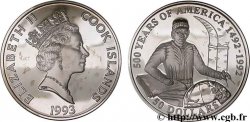 COOK INSELN 50 Dollars Elisabeth II / 500e anniversaire découverte de l’Amérique, Juan de la Cosa 1993