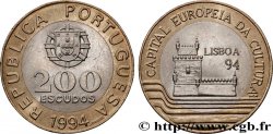 PORTOGALLO 200 Escudos “Lisbonne, capitale culturelle de l’Europe” emblème / Tour de Belém 1994 Lisbonne