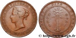 CEYLON 5 Cents Victoria 1870 Calcutta