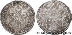 ALLEMAGNE - DUCHÉ DE SAXE - CHRISTIAN II, JEAN-GEORGES ET AUGUSTE Thaler dit “des trois frères” 1598 Dresde TTB