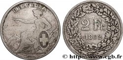 SUISSE 2 Francs Helvetia 1862 Berne