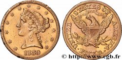 OR, PALLADIUM ET PLATINE INVESTISSEMENT 5 Dollars Liberty 1880 Philadelphie