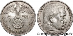 ALLEMAGNE 5 Reichsmark Maréchal Paul von Hindenburg 1937 Stuttgart