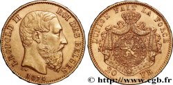 OR, PALLADIUM ET PLATINE INVESTISSEMENT 20 Francs Léopold II 1874 Bruxelles