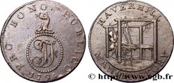 ROYAUME-UNI (TOKENS) 1/2 Penny Haverhill (Suffolk) initiales I.J. surmontée d’une tête de loup / homme sur un métier à tisser 1794 