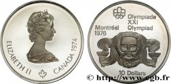 CANADá
 10 Dollars Proof JO Montréal 1976 tête de Zeus / Elisabeth II 1974 