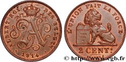 BELGIQUE 2 Centimes monogramme d’Albert Ier légende française 1914