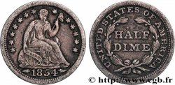 ÉTATS-UNIS D AMÉRIQUE 1/2 Dime Liberté assise variété avec date encadrée par des flèches 1854 Philadelphie