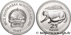 MONGOLIA 25 Tugrik Proof Léopard des neiges 1987