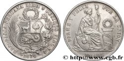 PERU 1 Sol “Liberté” assise 1874 Lima
