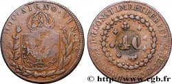 BRÉSIL 40 Réis Pierre II du Brésil contremarqué sur une 80 Réis 1823 (1835) Rio de Janeiro