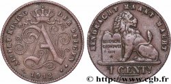 BELGIQUE 1 Centime Albert Ier légende en flamand 1912 Bruxelles