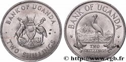 UGANDA 2 Shillings armes / grue et paysage de montagne 1966