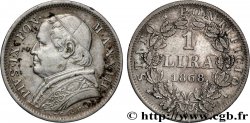 VATICAN ET ÉTATS PONTIFICAUX 1 Lira Pie IX An XXII 1868 Rome
